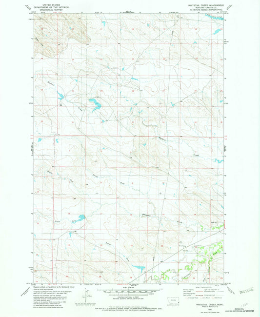 Classic USGS Whitetail Creek Montana 7.5'x7.5' Topo Map Image