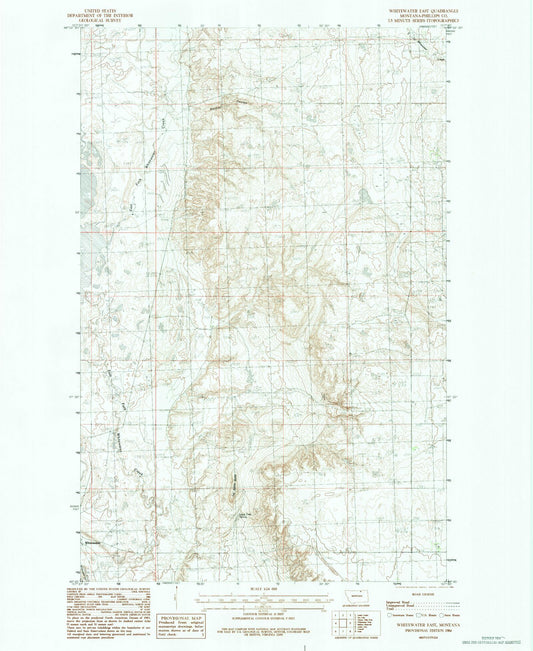 Classic USGS Whitewater East Montana 7.5'x7.5' Topo Map Image
