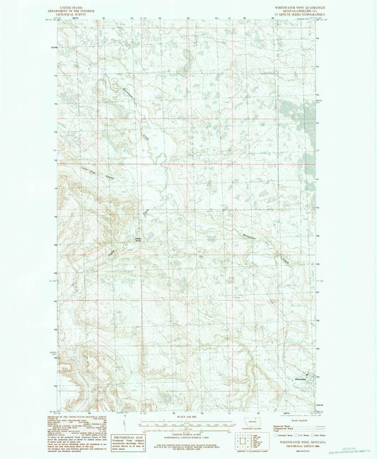 Classic USGS Whitewater West Montana 7.5'x7.5' Topo Map Image