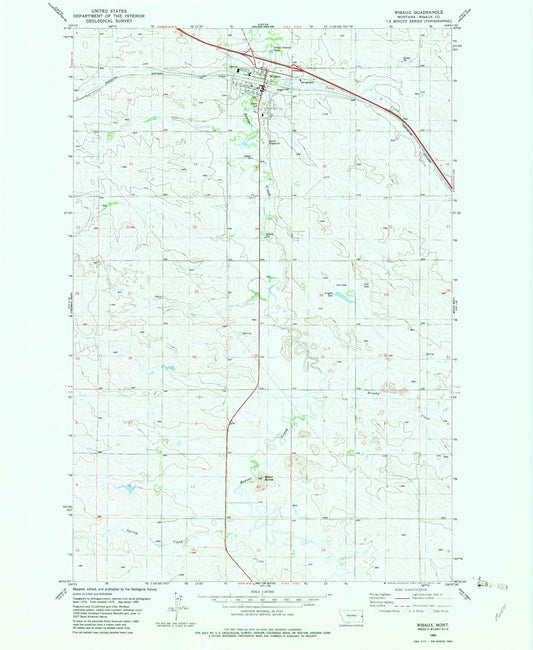 Classic USGS Wibaux Montana 7.5'x7.5' Topo Map Image