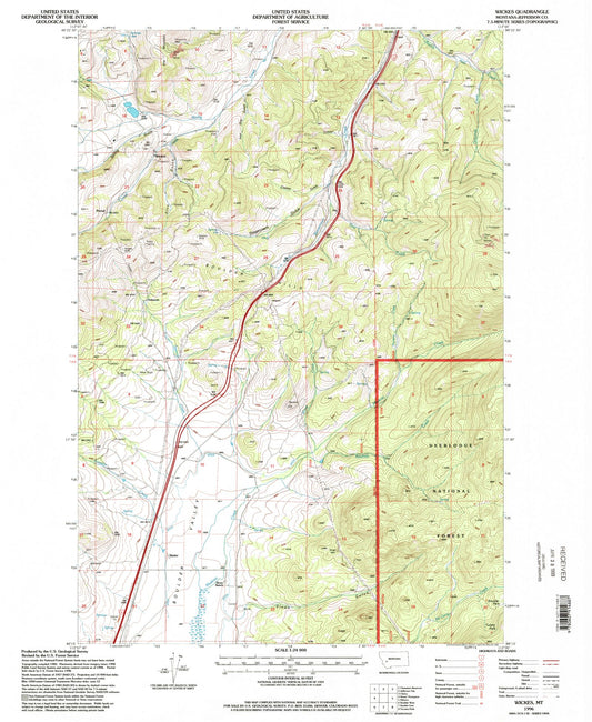Classic USGS Wickes Montana 7.5'x7.5' Topo Map Image