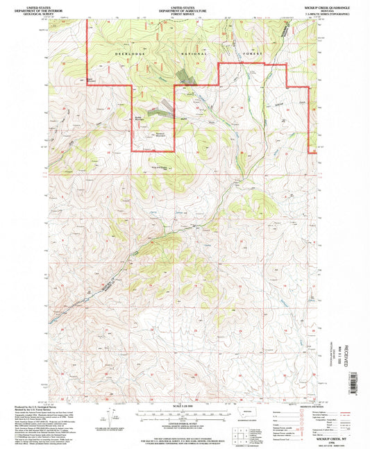 Classic USGS Wickiup Creek Montana 7.5'x7.5' Topo Map Image