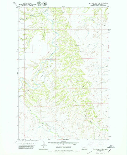 Classic USGS Wild Bill Flat East Montana 7.5'x7.5' Topo Map Image