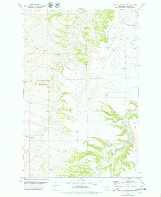 Classic USGS Wild Bill Flat West Montana 7.5'x7.5' Topo Map Image