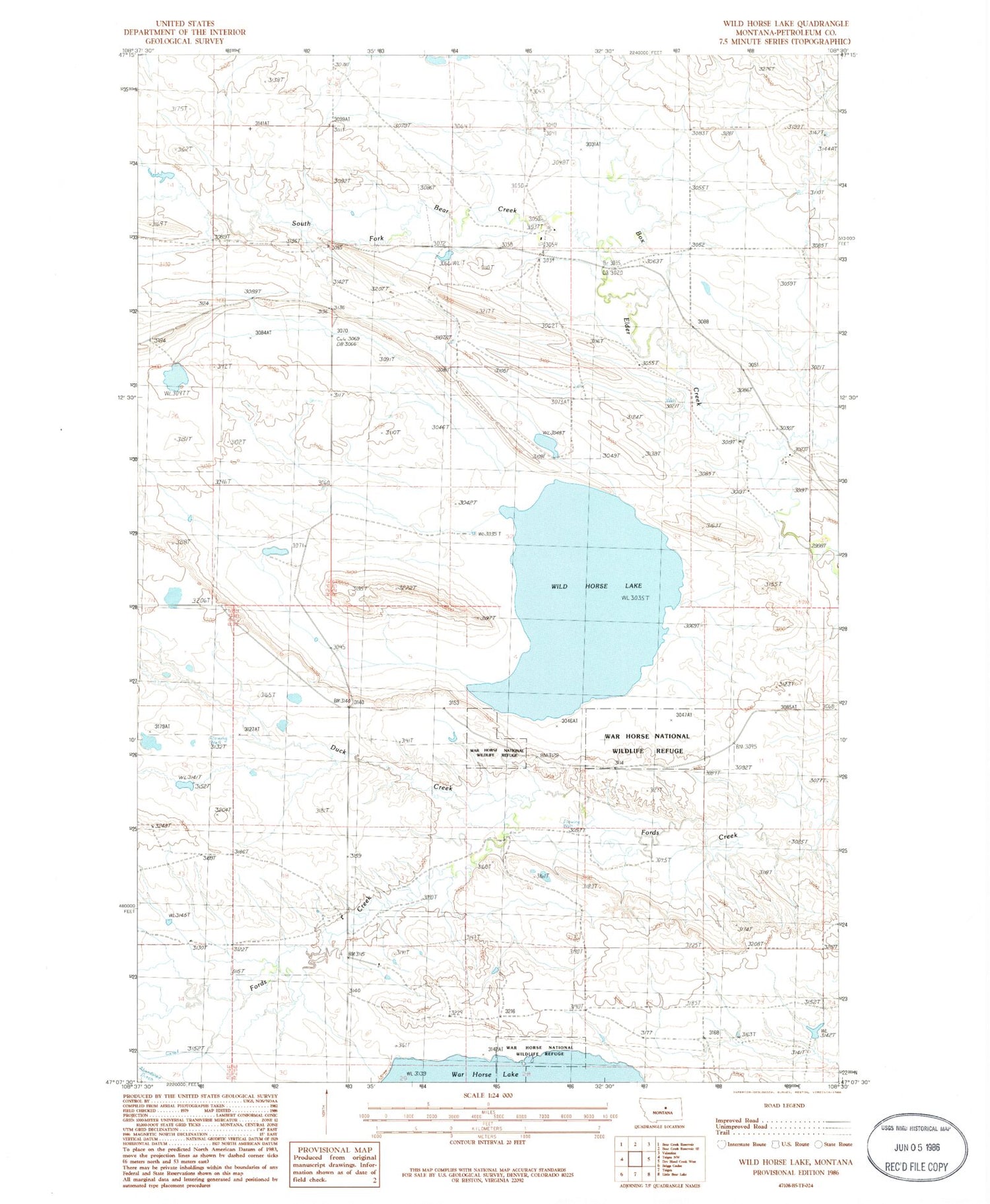 Classic USGS Wild Horse Lake Montana 7.5'x7.5' Topo Map Image