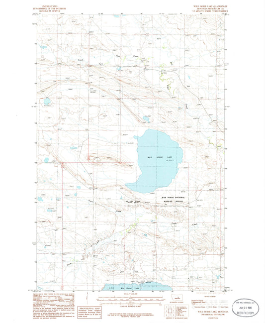 Classic USGS Wild Horse Lake Montana 7.5'x7.5' Topo Map Image