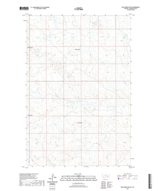Wild Horse Pass SE Montana US Topo Map Image