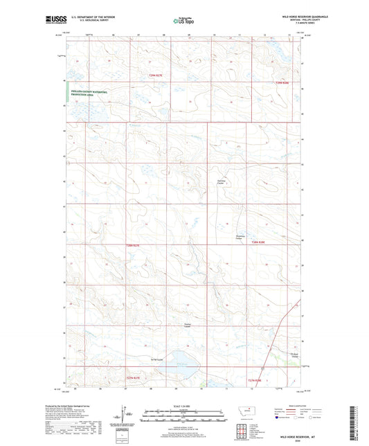 Wild Horse Reservoir Montana US Topo Map Image