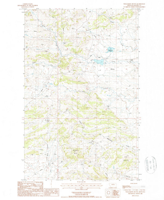 Classic USGS Williamson Butte Montana 7.5'x7.5' Topo Map Image
