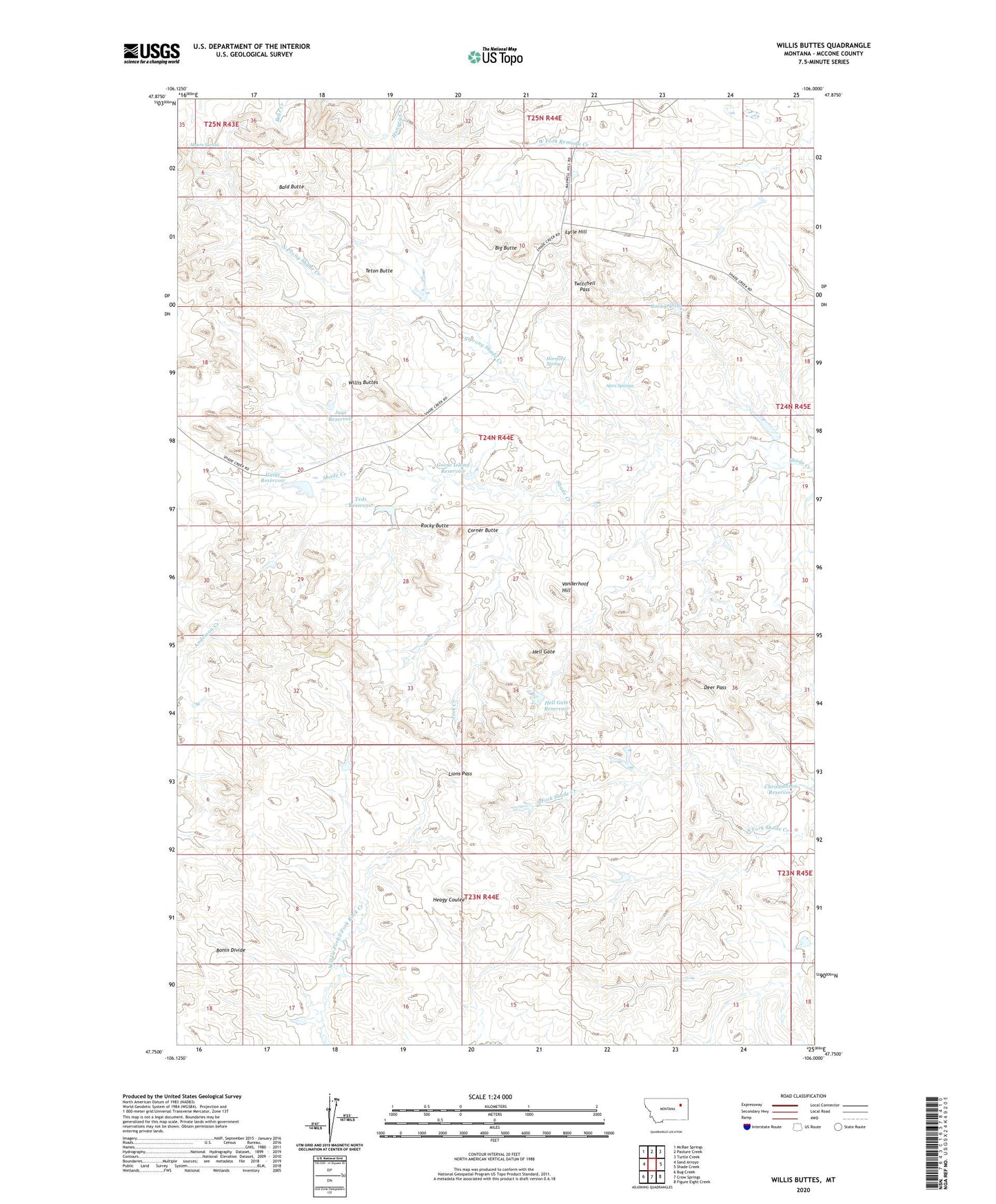 Willis Buttes Montana US Topo Map Image