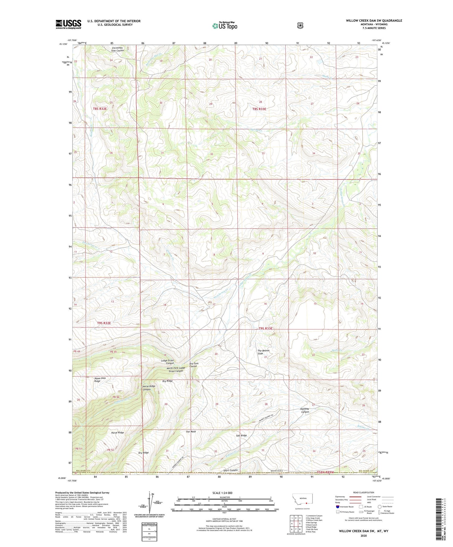 Willow Creek Dam SW Montana US Topo Map Image