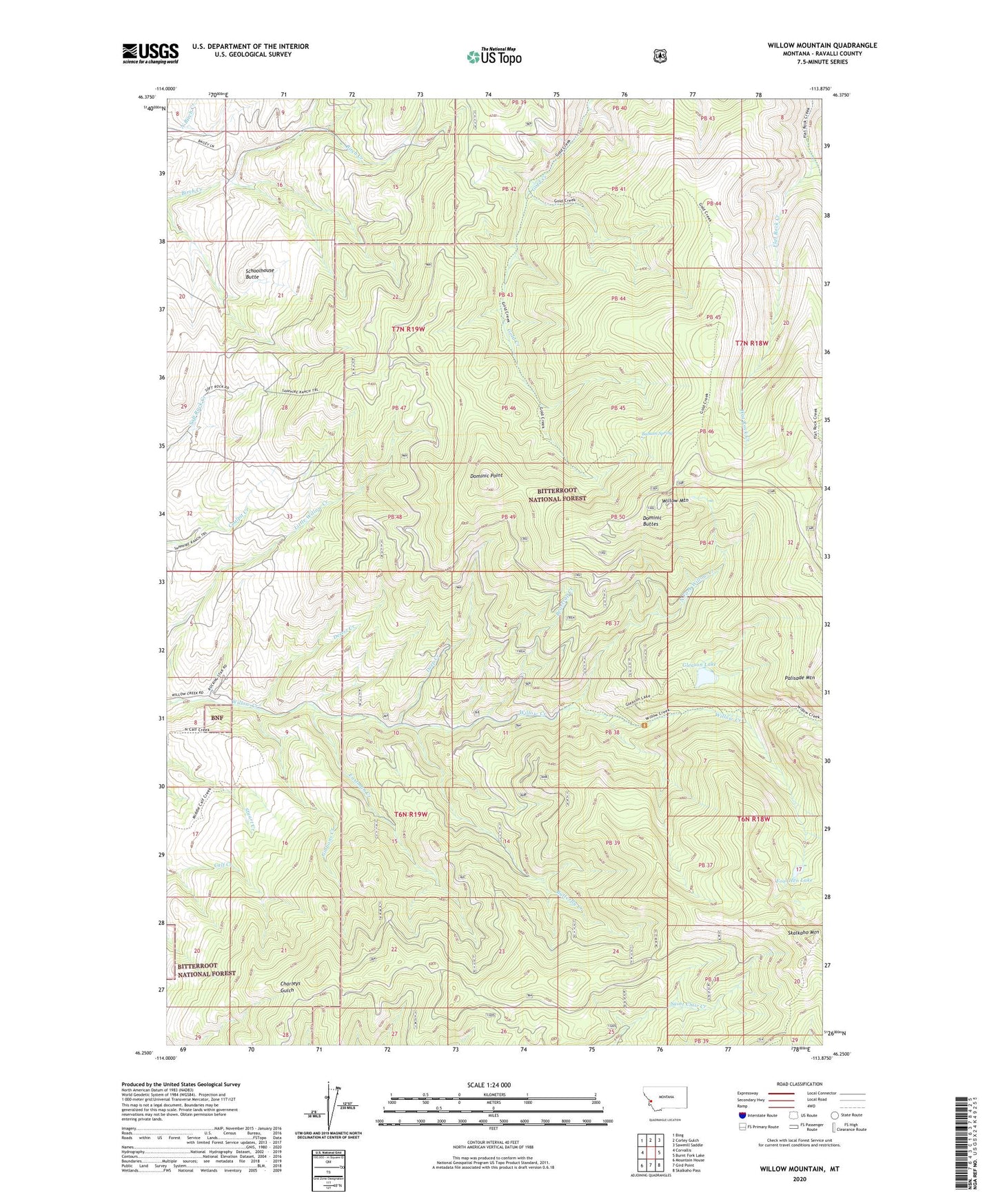 Willow Mountain Montana US Topo Map Image