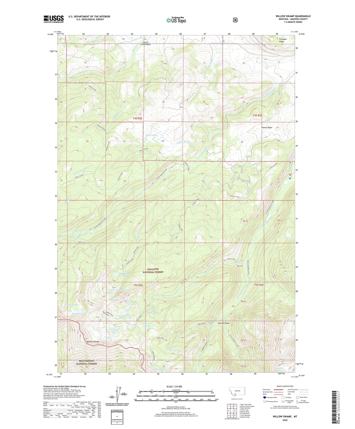 Willow Swamp Montana US Topo Map Image
