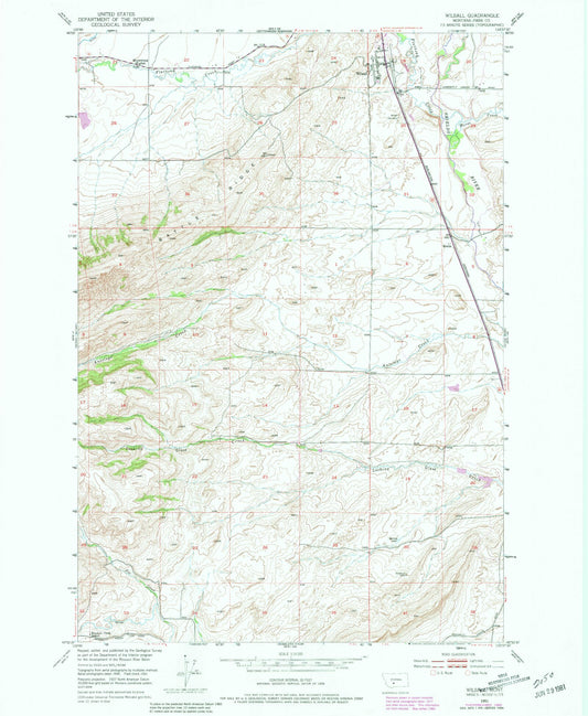 Classic USGS Wilsall Montana 7.5'x7.5' Topo Map Image