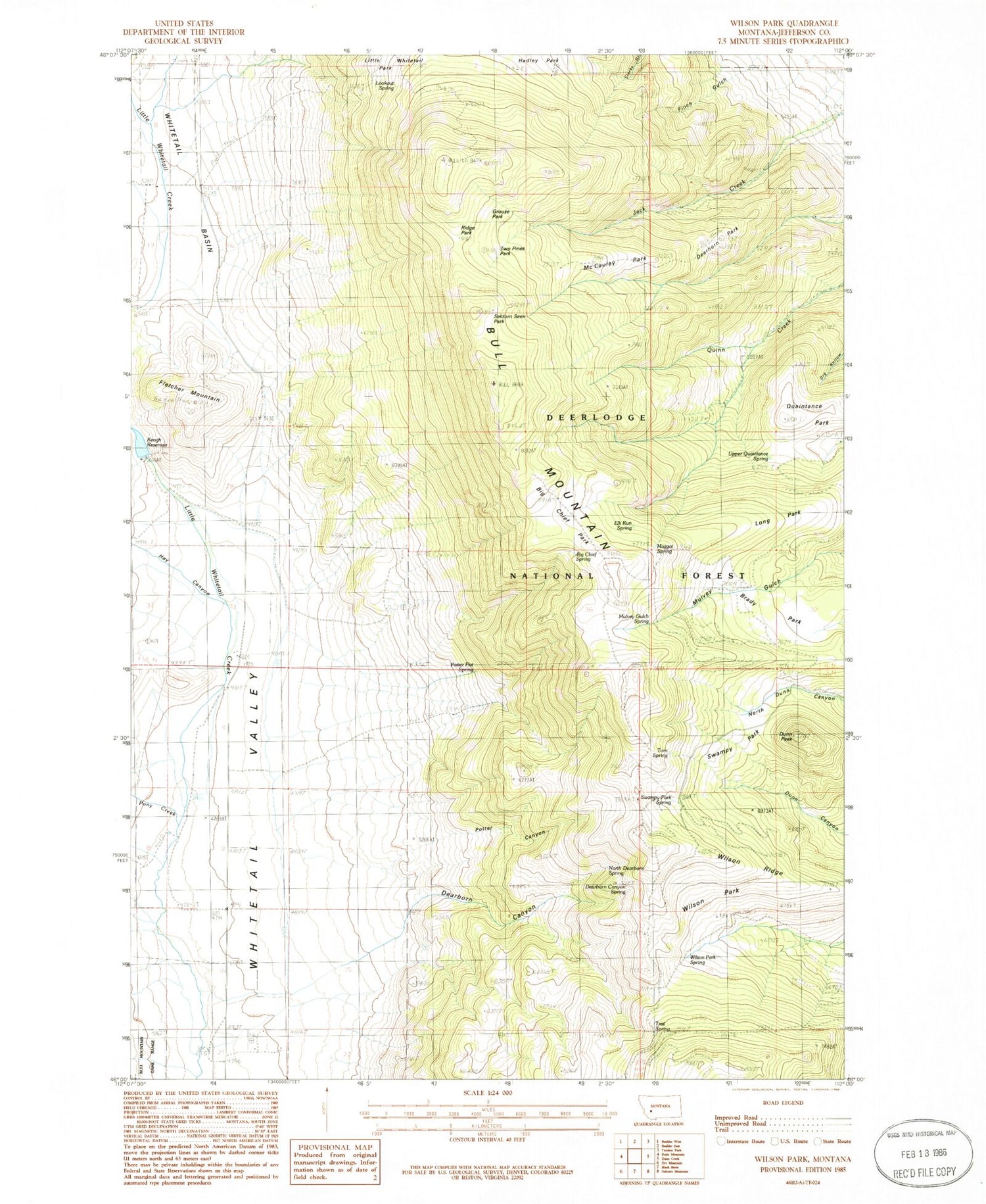 Classic USGS Wilson Park Montana 7.5'x7.5' Topo Map Image