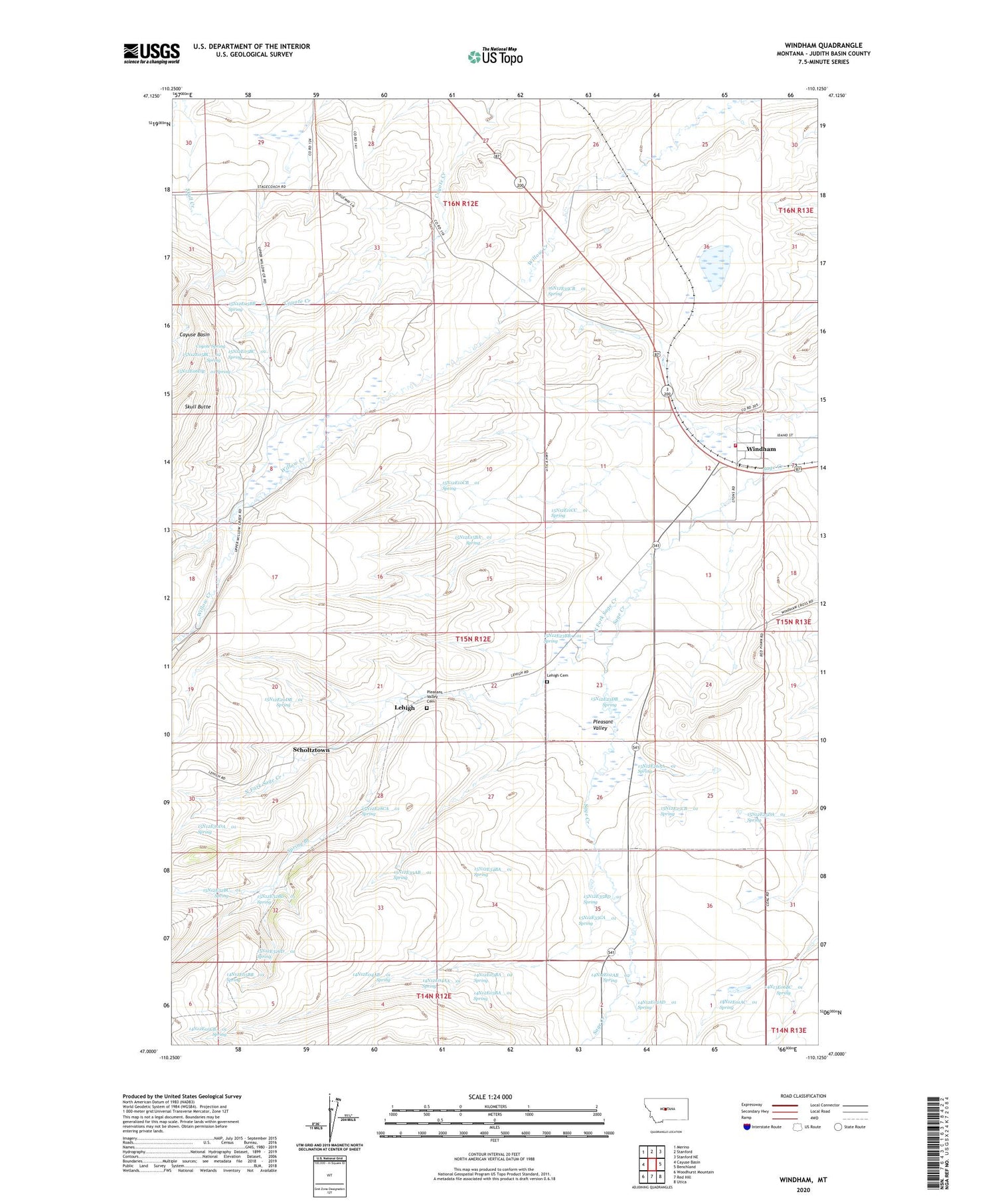 Windham Montana US Topo Map Image