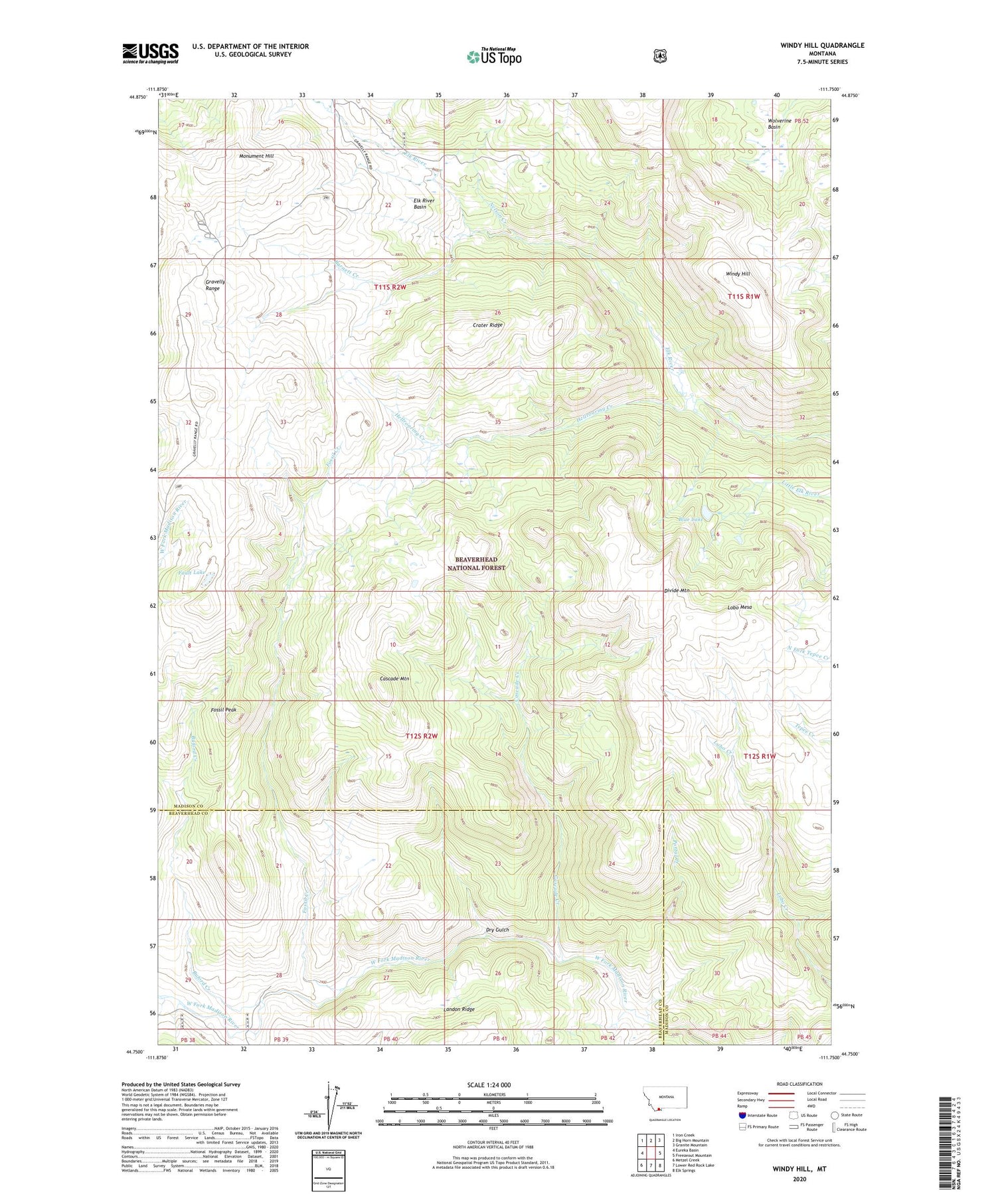 Windy Hill Montana US Topo Map Image