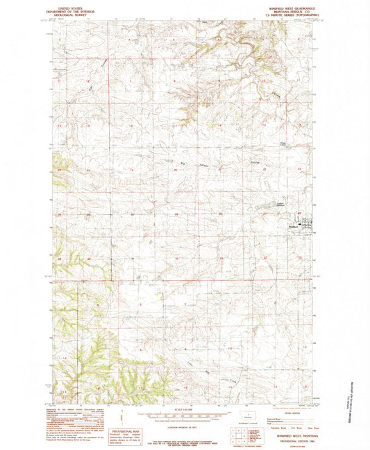 Classic USGS Winifred West Montana 7.5'x7.5' Topo Map Image