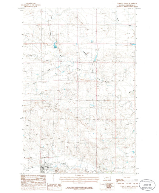 Classic USGS Winnett North Montana 7.5'x7.5' Topo Map Image