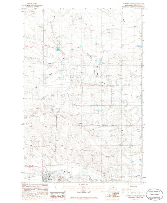 Classic USGS Winnett North Montana 7.5'x7.5' Topo Map Image