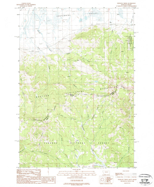 Classic USGS Winslow Creek Montana 7.5'x7.5' Topo Map Image