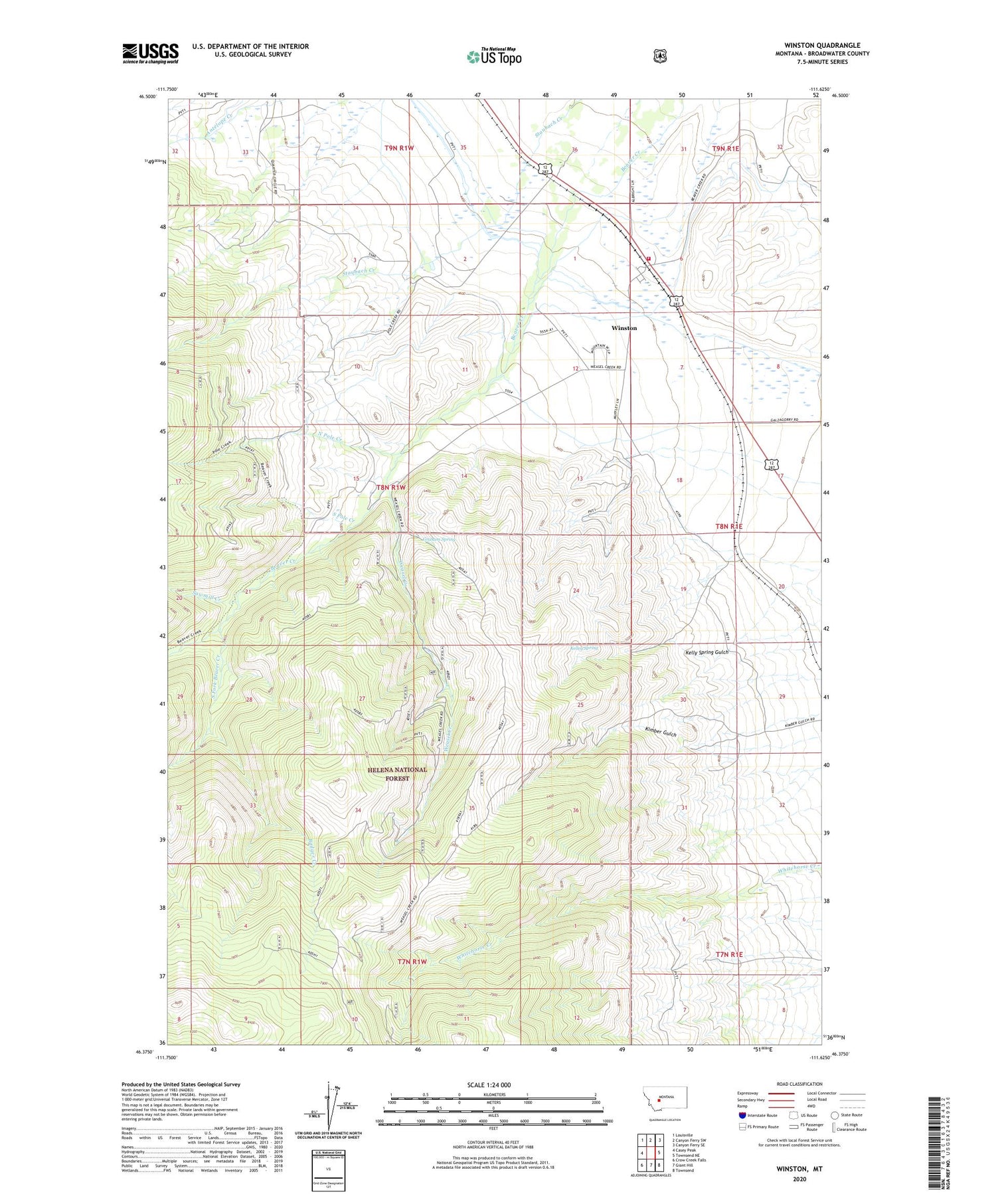 Winston Montana US Topo Map Image