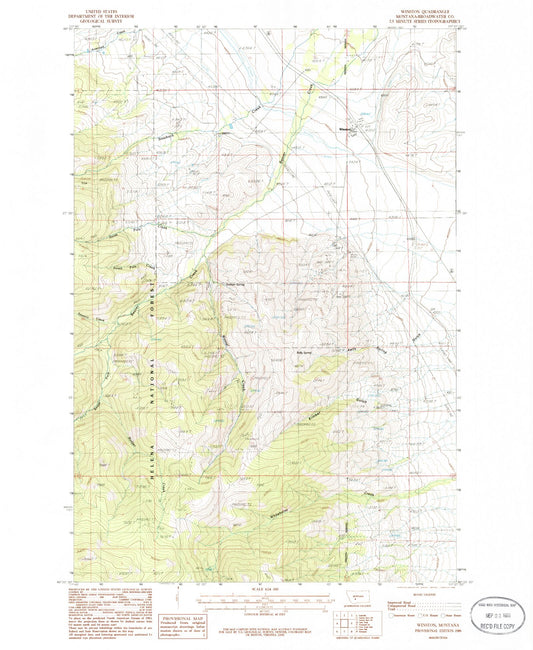 Classic USGS Winston Montana 7.5'x7.5' Topo Map Image