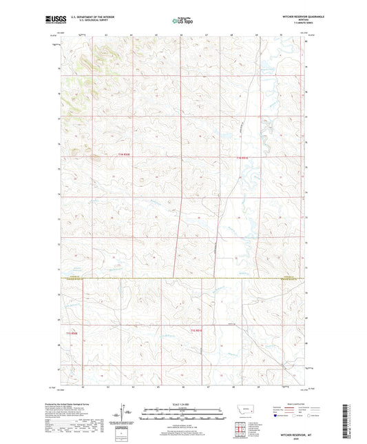 Witcher Reservoir Montana US Topo Map Image