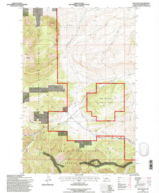 Classic USGS Wolf Butte Montana 7.5'x7.5' Topo Map Image