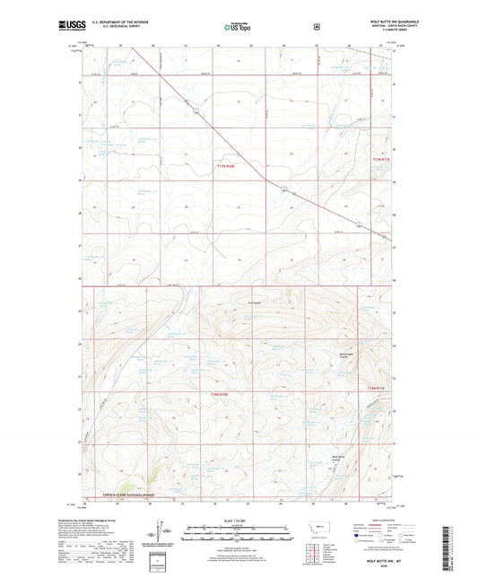 Wolf Butte NW Montana US Topo Map Image