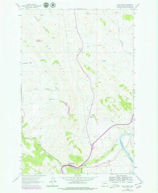 Classic USGS Wolf Creek Montana 7.5'x7.5' Topo Map Image