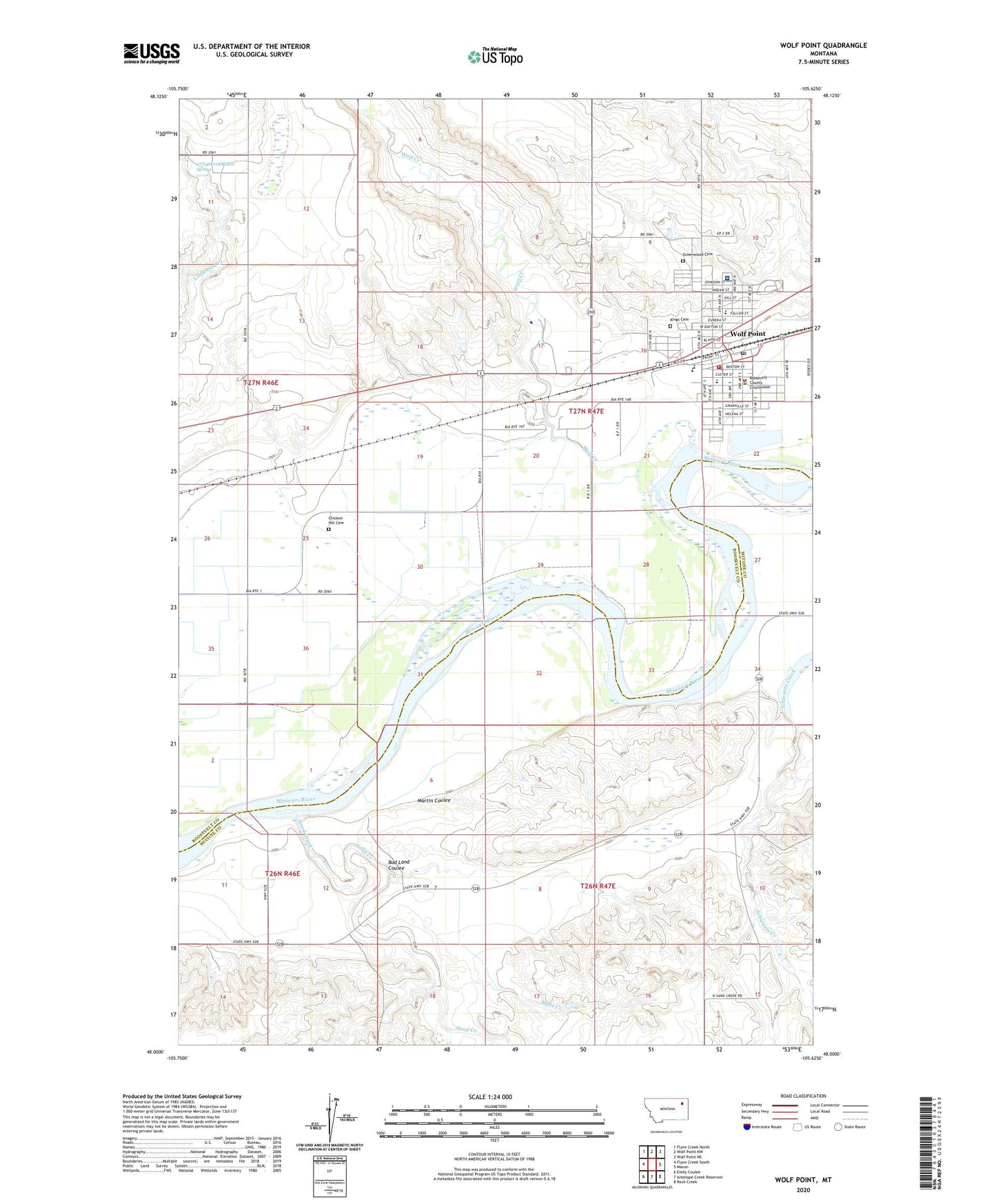 Wolf Point Montana US Topo Map Image