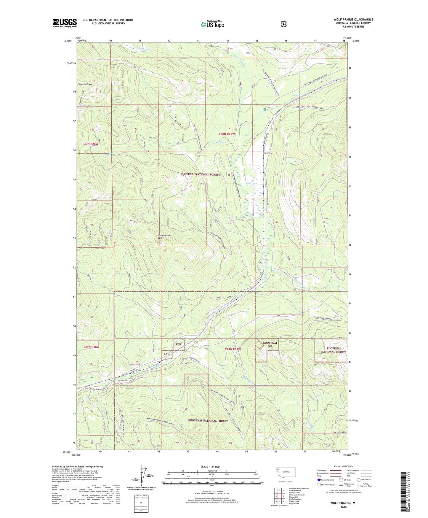 Wolf Prairie Montana US Topo Map Image