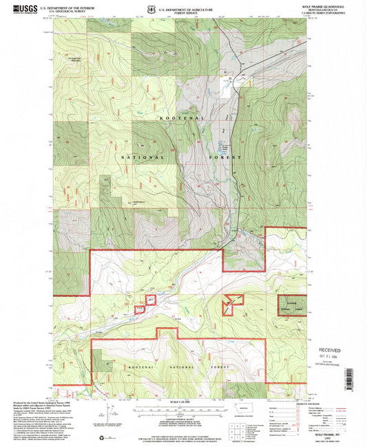 Classic USGS Wolf Prairie Montana 7.5'x7.5' Topo Map Image