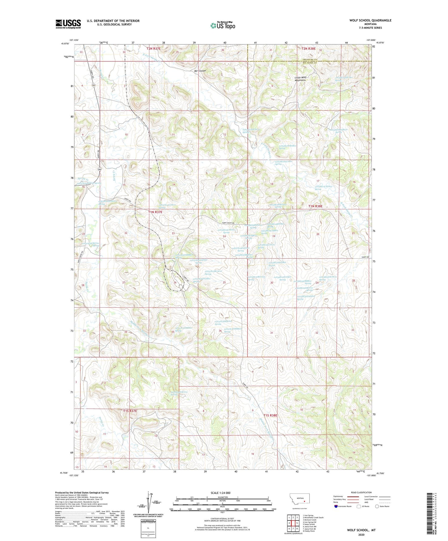 Wolf School Montana US Topo Map Image