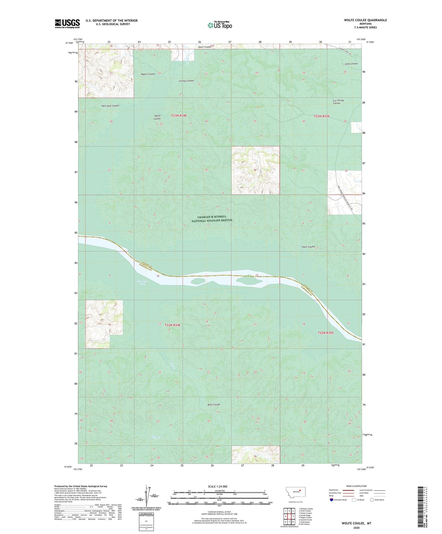 Wolfe Coulee Montana US Topo Map Image
