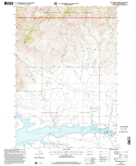 Classic USGS Wolverine Creek Montana 7.5'x7.5' Topo Map Image