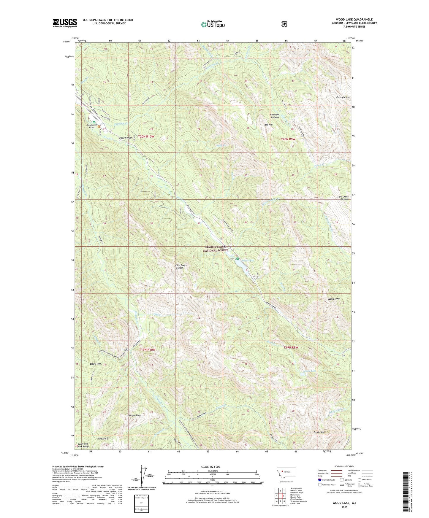 Wood Lake Montana US Topo Map Image