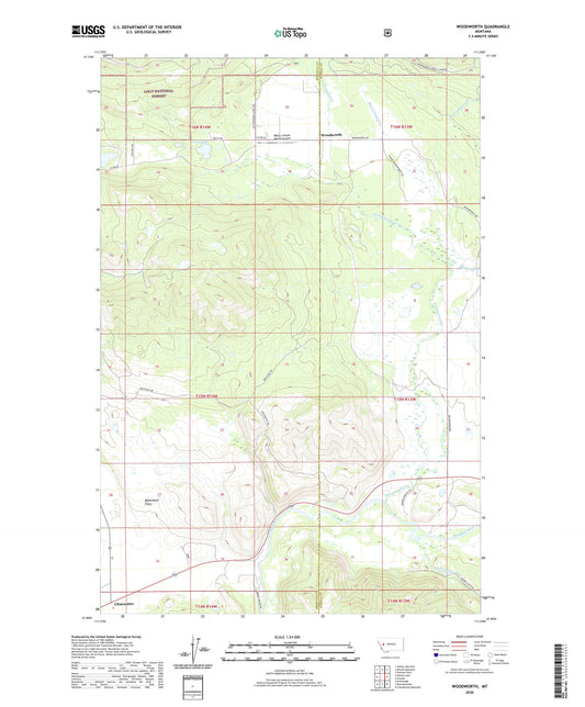 Woodworth Montana US Topo Map Image