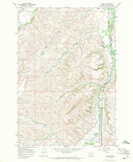 Classic USGS Wyola Montana 7.5'x7.5' Topo Map Image