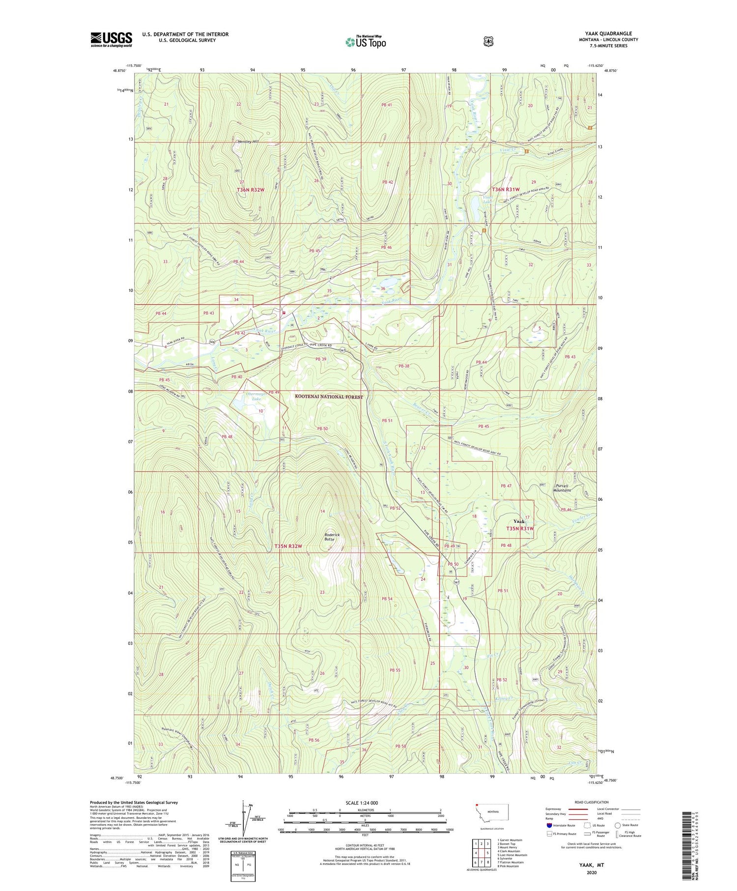 Yaak Montana US Topo Map Image