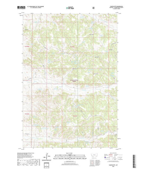 Yager Butte Montana US Topo Map Image