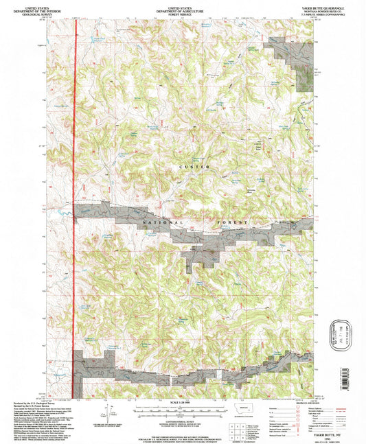 Classic USGS Yager Butte Montana 7.5'x7.5' Topo Map Image