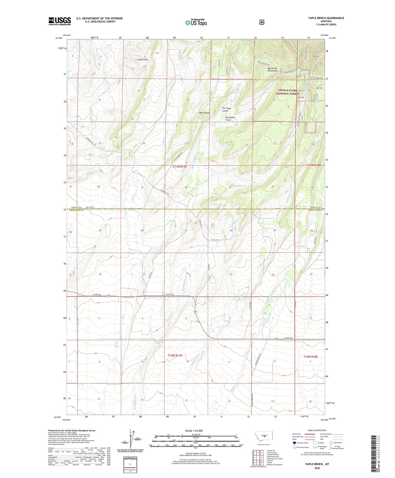 Yaple Bench Montana US Topo Map Image
