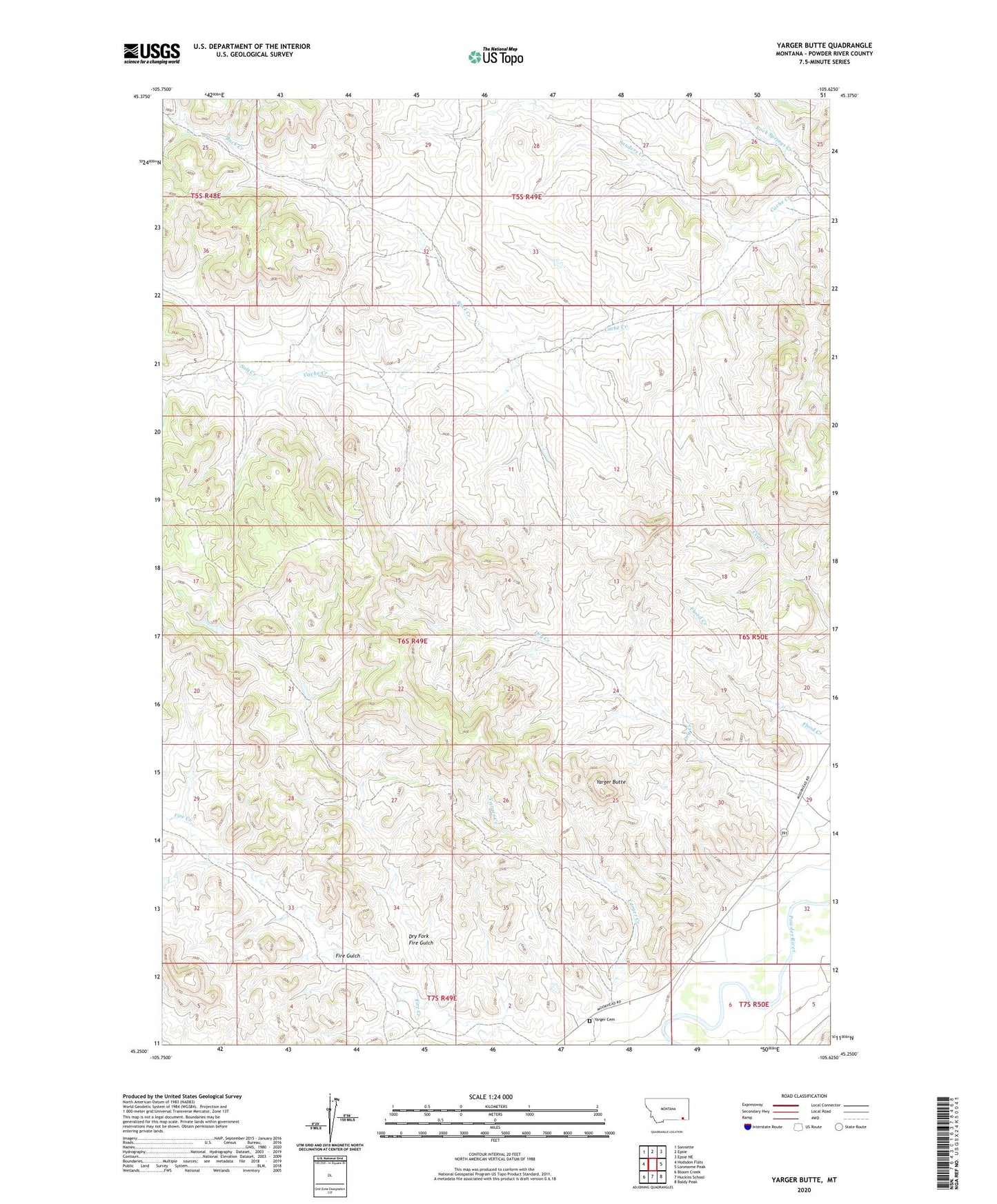 Yarger Butte Montana US Topo Map Image