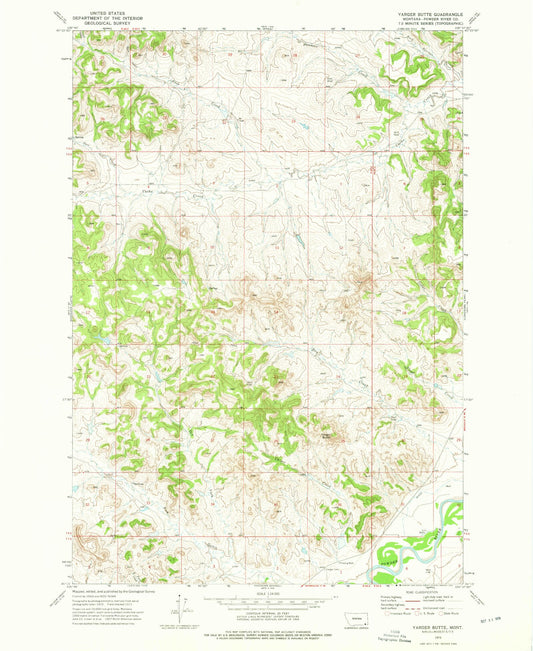 Classic USGS Yarger Butte Montana 7.5'x7.5' Topo Map Image