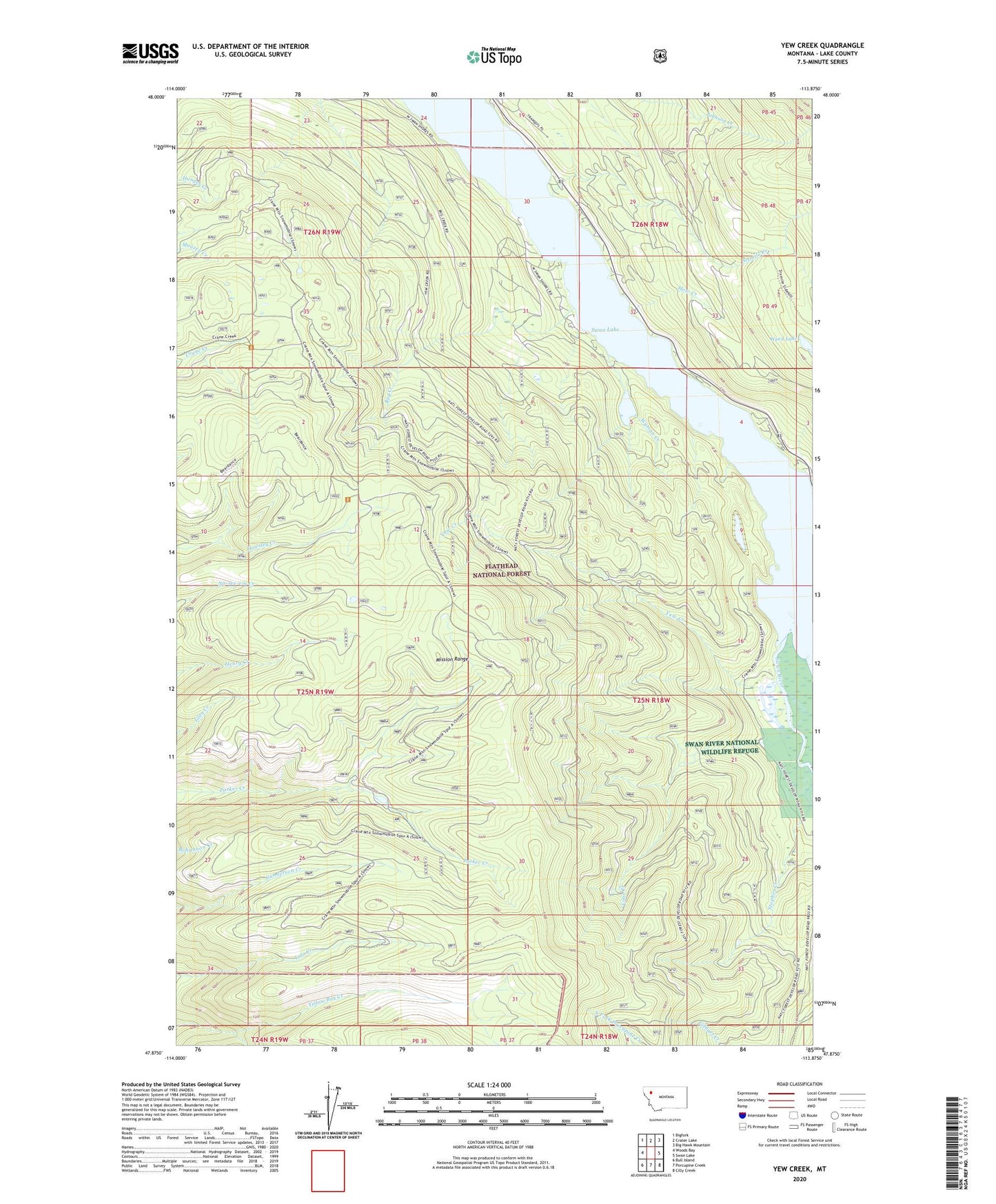 Yew Creek Montana US Topo Map Image
