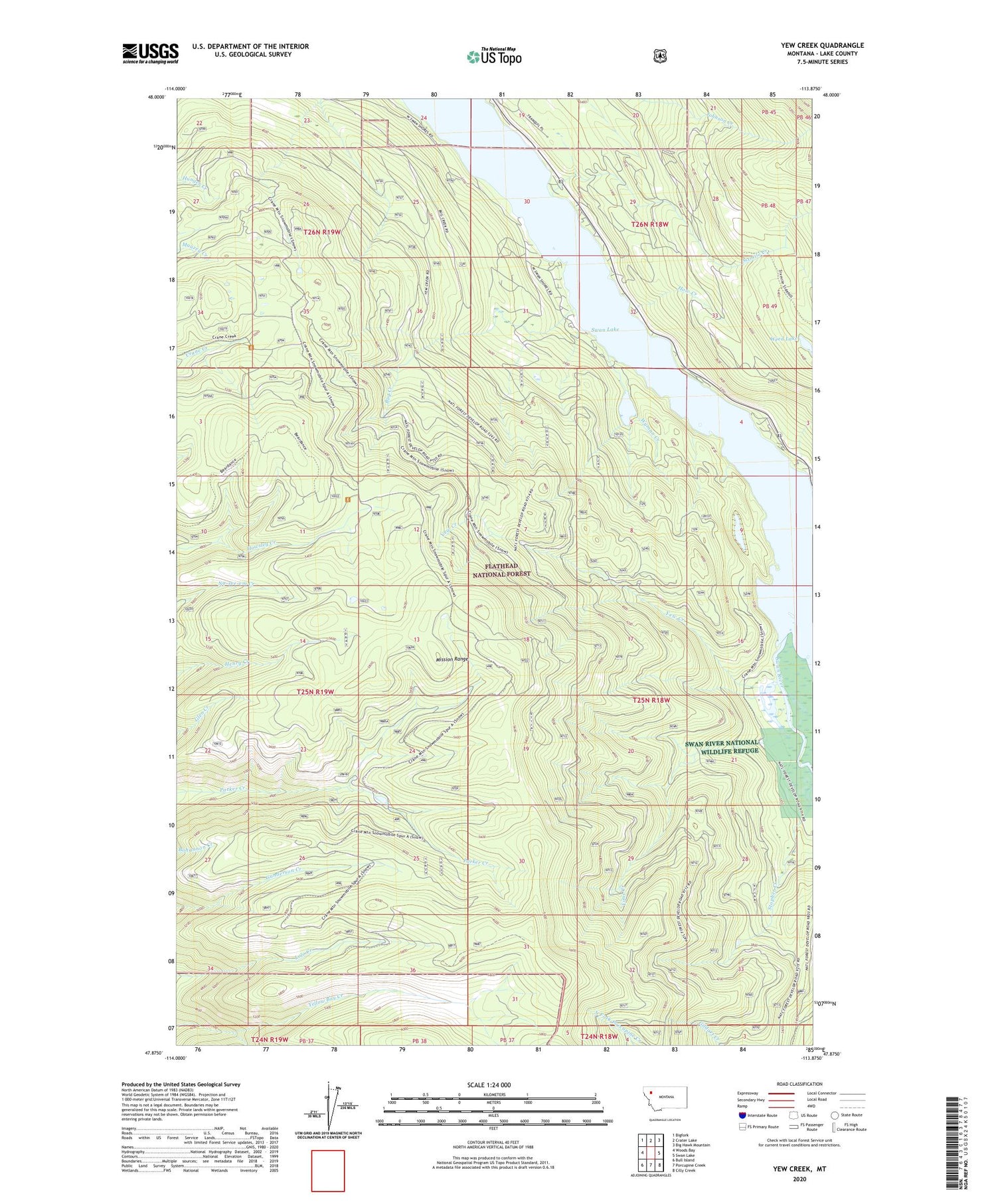 Yew Creek Montana US Topo Map Image