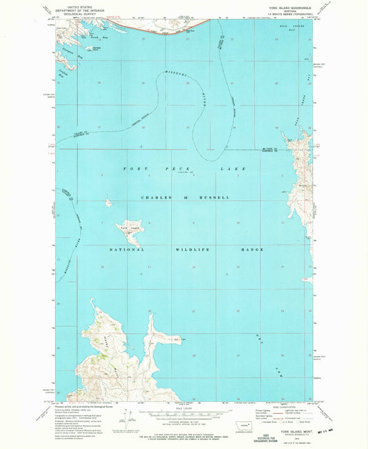 Classic USGS York Island Montana 7.5'x7.5' Topo Map Image