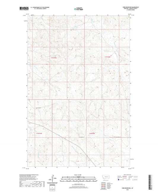 York Reservoir Montana US Topo Map Image